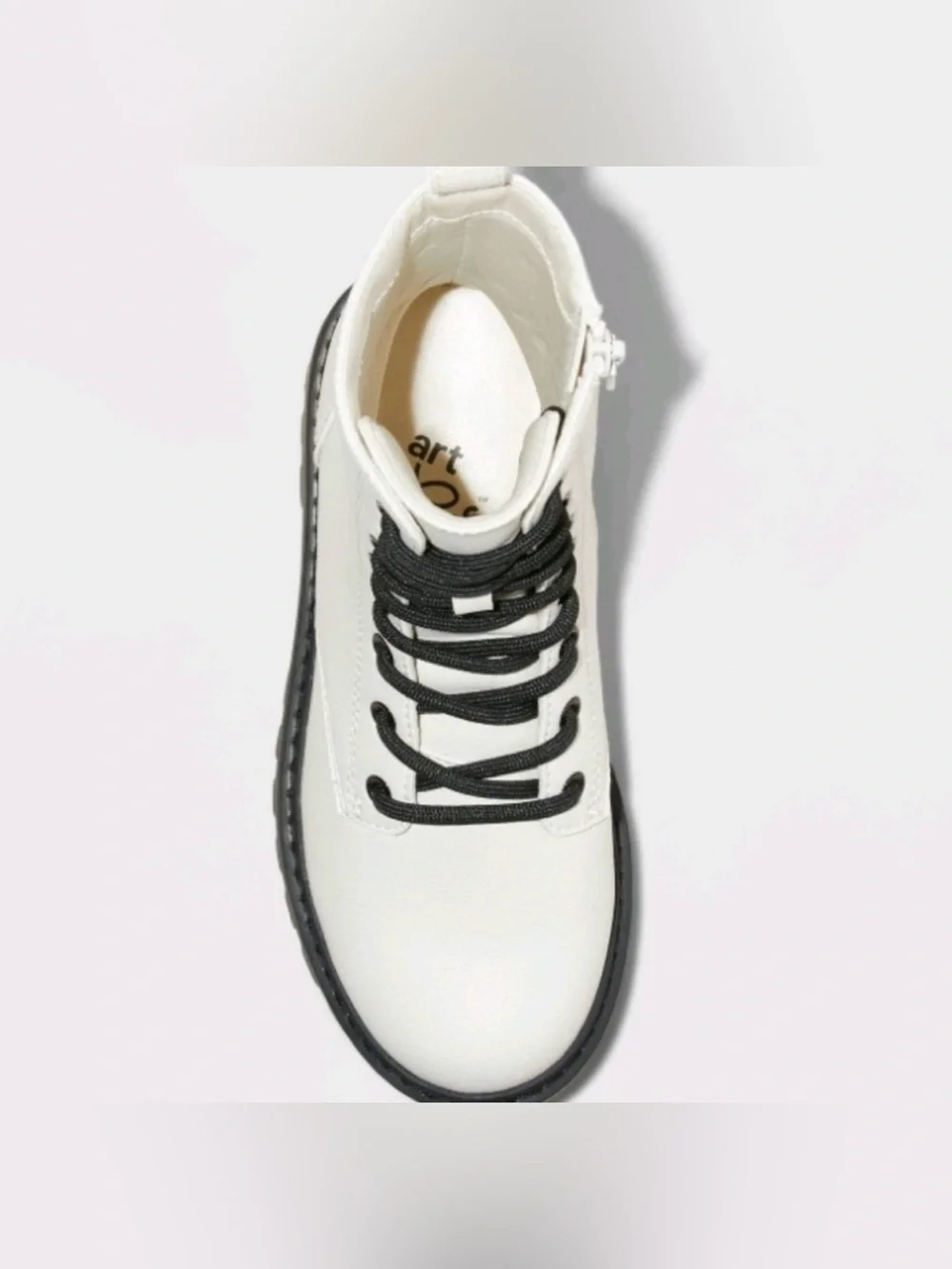 Art Class Kids' White Lace-up Combat Boots Size 13